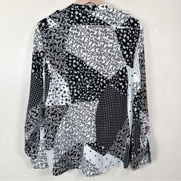 Calvin Klein Womens Size Xlarge Patchwork Print  Over Button Relaxed Shirt - Picture 13 of 13
